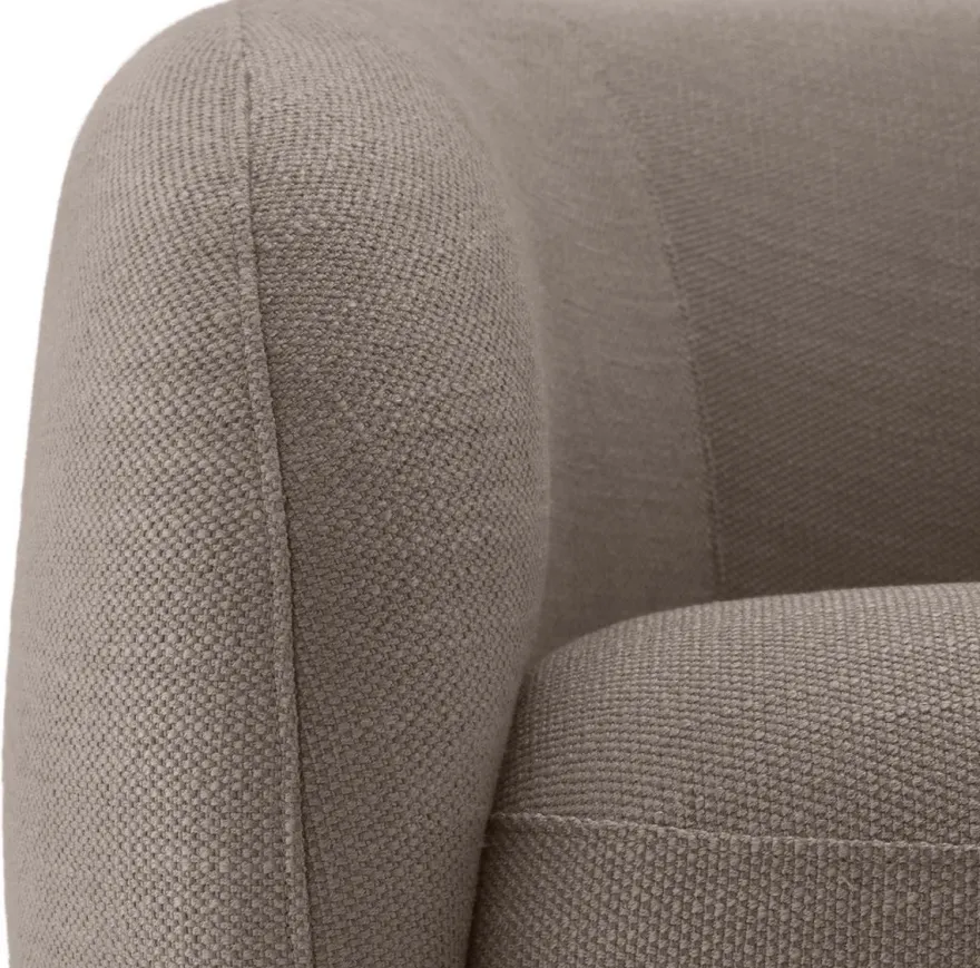 Casa Padrino Luxus Drehsessel Sandfarben / Messing 96 x 85 x H. 74 cm - Wohnzimmer Sessel - Wohnzimmer Möbel - Luxus Qualität