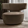 Casa Padrino Luxus Drehsessel Braun / Gold 98 x 79 x H. 77 cm - Wohnzimmer Sessel - Hotel Sessel - Wohnzimmer Möbel - Hotel Möbel - Luxus Möbel