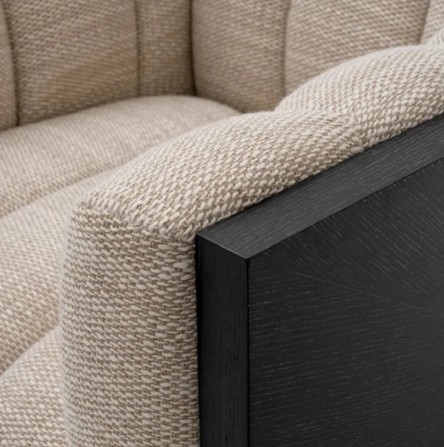 Casa Padrino Luxus Drehsessel Sandfarben / Schwarz 99 x 88 x H. 69 cm - Luxus Möbel