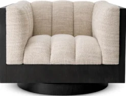 Casa Padrino Luxus Drehsessel Sandfarben / Schwarz 99 x 88 x H. 69 cm - Luxus Möbel
