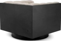 Casa Padrino Luxus Drehsessel Sandfarben / Schwarz 99 x 88 x H. 69 cm - Luxus Möbel