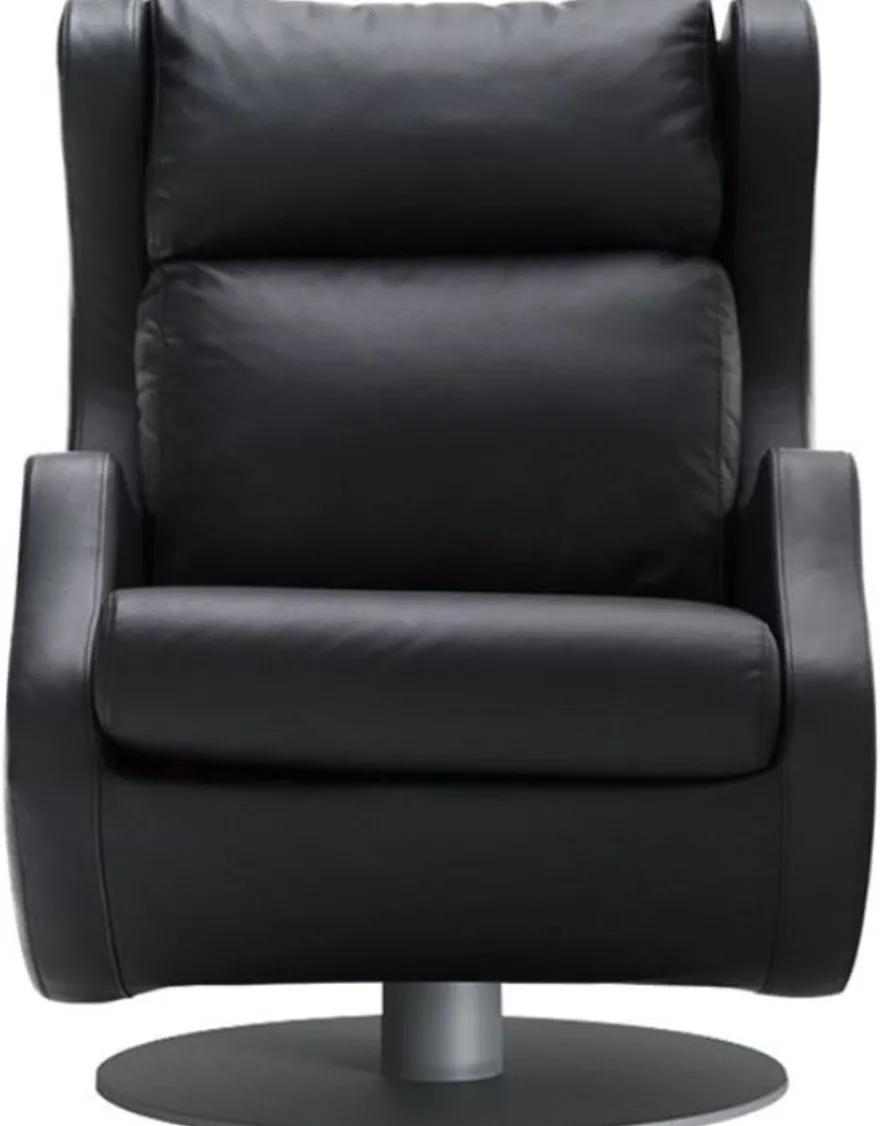Casa Padrino Luxus Drehsessel Schwarz / Grau 72 x 82 x H. 96 cm - Relax Sessel - Leder Sessel - Luxus Möbel