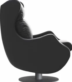 Casa Padrino Luxus Drehsessel Schwarz / Grau 72 x 82 x H. 96 cm - Relax Sessel - Leder Sessel - Luxus Möbel