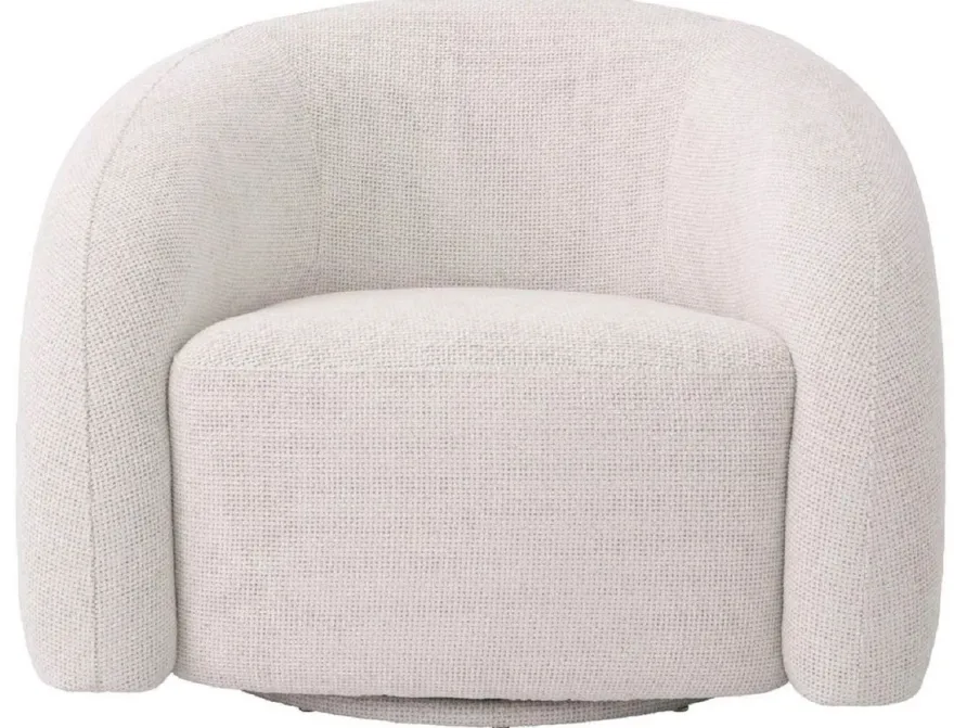 Casa Padrino Luxus Drehsessel Weiß 91 x 80 x H. 66 cm - Wohnzimmer Sessel - Wohnzimmer Möbel - Luxus Möbel - Wohnzimmer Einrichtung - Luxus Einrichtung