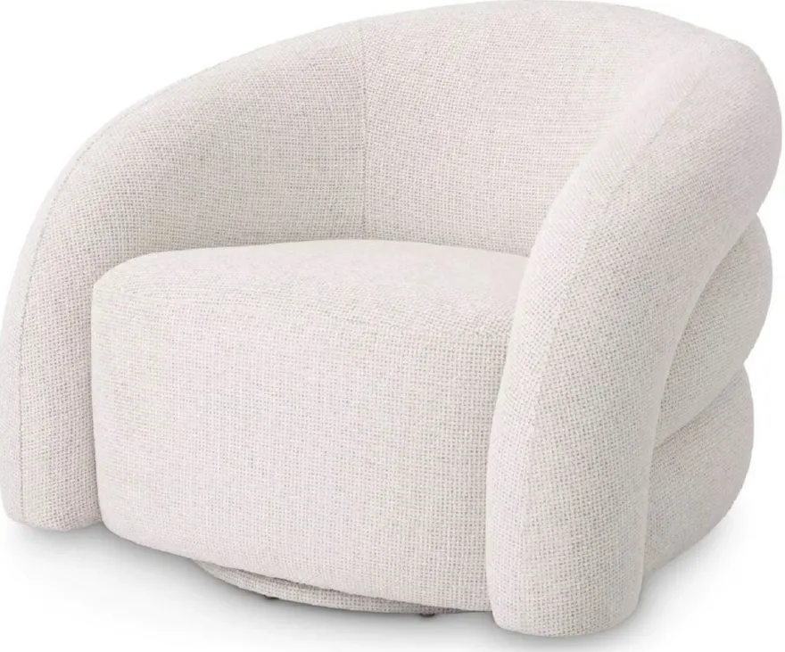 Casa Padrino Luxus Drehsessel Weiß 91 x 80 x H. 66 cm - Wohnzimmer Sessel - Wohnzimmer Möbel - Luxus Möbel - Wohnzimmer Einrichtung - Luxus Einrichtung