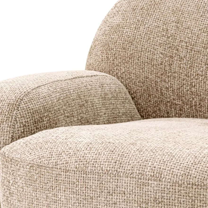 Casa Padrino Luxus Drehsessel Sandfarben / Messing 95 x 90 x H. 70 cm - Wohnzimmer Sessel - Hotel Sessel - Wohnzimmer Möbel - Hotel Möbel - Luxus Möbel - Luxus Qualität
