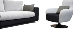 Casa Padrino Luxus Drehsessel Hellgrau / Schwarz 87 x 84 x H. 88 cm - Wohnzimmer Sessel mit dekorativem Kissen - Luxus Wohnzimmer Möbel