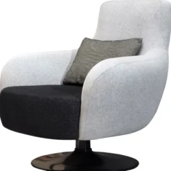 Casa Padrino Luxus Drehsessel Hellgrau / Schwarz 87 x 84 x H. 88 cm - Wohnzimmer Sessel mit dekorativem Kissen - Luxus Wohnzimmer Möbel