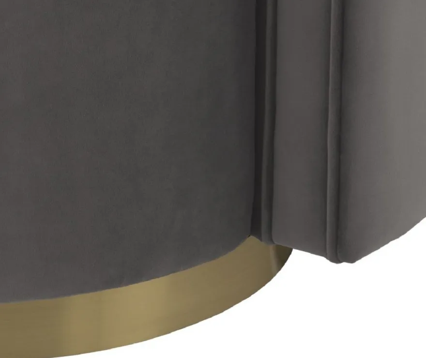 Casa Padrino Luxus Drehsessel Grau / Matt Gold 80 x 73 x H. 71,5 cm - Gepolsteter Wohnzimmer Sessel mit edlem Samtstoff - Luxus Möbel
