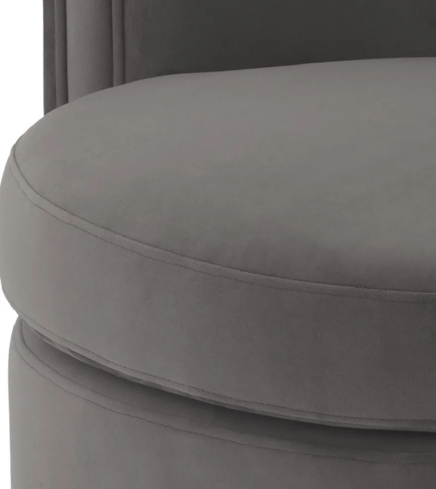Casa Padrino Luxus Drehsessel Grau / Matt Gold 80 x 73 x H. 71,5 cm - Gepolsteter Wohnzimmer Sessel mit edlem Samtstoff - Luxus Möbel