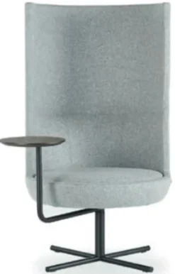 Casa Padrino Luxus Drehsessel Grau / Schwarz Ø 70 x H. 126 cm - Hochlehn Sessel mit verstellbarer Ablagefläche - Hotel Sessel - Hotel Möbel