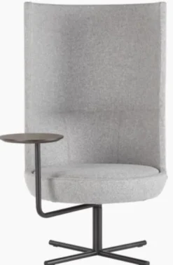 Casa Padrino Luxus Drehsessel Grau / Schwarz Ø 70 x H. 126 cm - Hochlehn Sessel mit verstellbarer Ablagefläche - Hotel Sessel - Hotel Möbel
