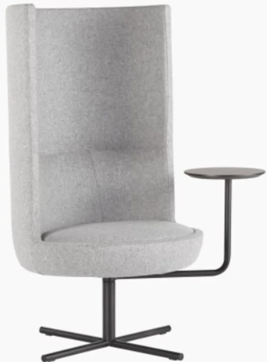 Casa Padrino Luxus Drehsessel Grau / Schwarz Ø 70 x H. 126 cm - Hochlehn Sessel mit verstellbarer Ablagefläche - Hotel Sessel - Hotel Möbel