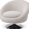 Casa Padrino Luxus Drehsessel Hell Cremefarben / Silber 84 x 88 x H. 73 cm - Wohnzimmer Sessel - Luxus Möbel