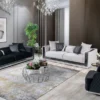 Casa Padrino Luxus Drehsessel Schwarz / Silber 85 x 80 x H. 75 cm - Wohnzimmer Sessel - Hotel Sessel - Wohnzimmer Möbel - Hotel Möbel - Luxus Möbel - Luxus Kollektion