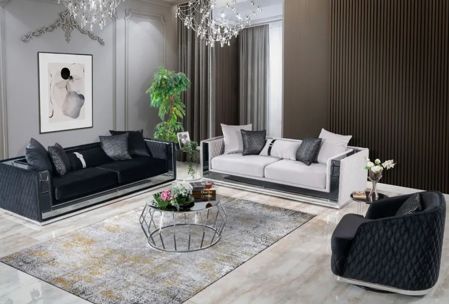 Casa Padrino Luxus Drehsessel Schwarz / Silber 85 x 80 x H. 75 cm - Wohnzimmer Sessel - Hotel Sessel - Wohnzimmer Möbel - Hotel Möbel - Luxus Möbel - Luxus Kollektion