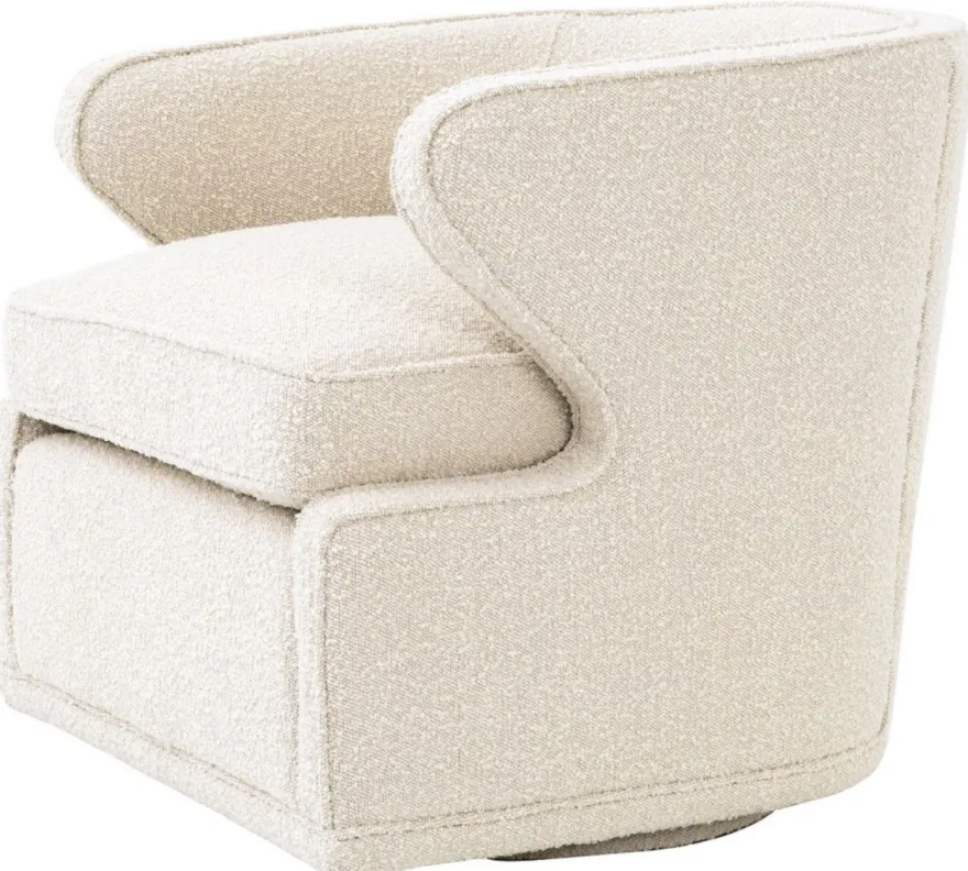 Casa Padrino Luxus Drehsessel Cremefarben 75 x 80 x H. 73 cm - Wohnzimmer Sessel - Luxus Qualität