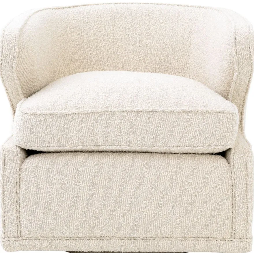 Casa Padrino Luxus Drehsessel Cremefarben 75 x 80 x H. 73 cm - Wohnzimmer Sessel - Luxus Qualität
