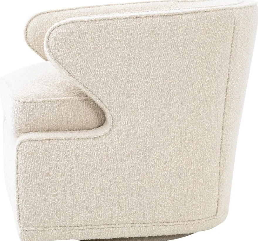 Casa Padrino Luxus Drehsessel Cremefarben 75 x 80 x H. 73 cm - Wohnzimmer Sessel - Luxus Qualität