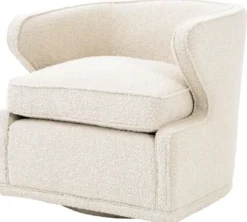Casa Padrino Luxus Drehsessel Cremefarben 75 x 80 x H. 73 cm - Wohnzimmer Sessel - Luxus Qualität
