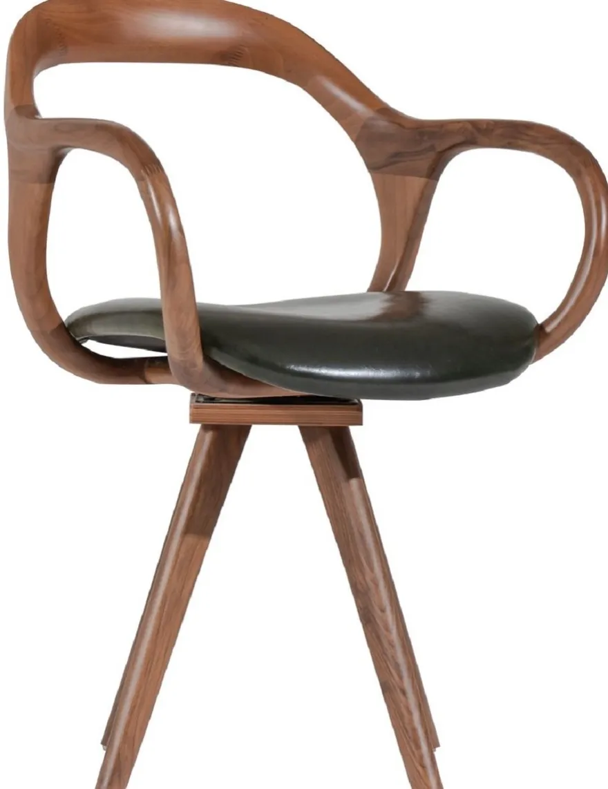 Casa Padrino Luxus Drehstuhl mit Armlehnen Braun / Dunkelgrün H. 83 cm