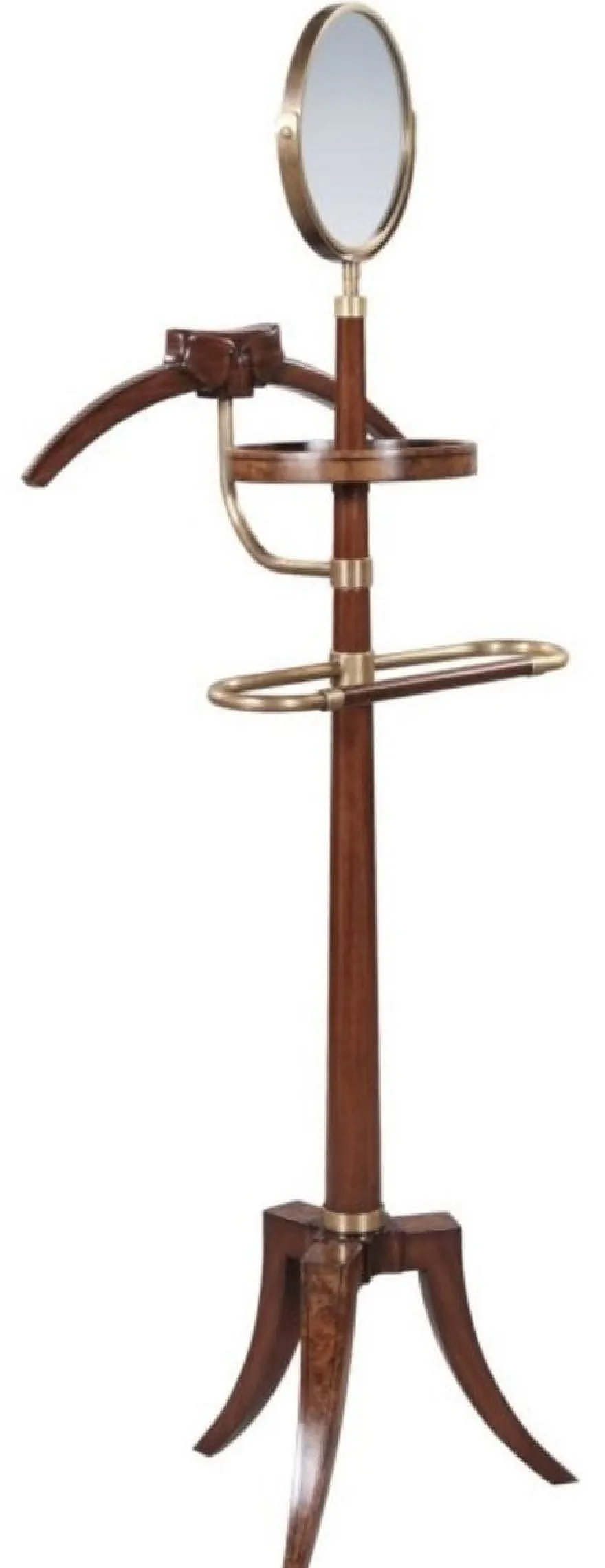 Casa Padrino Luxus Dressboy mit Spiegel Braun 51 x 36 x H. 160 cm - Kleiderständer Garderobenständer Anzugständer Stummer Diener Herrendiener