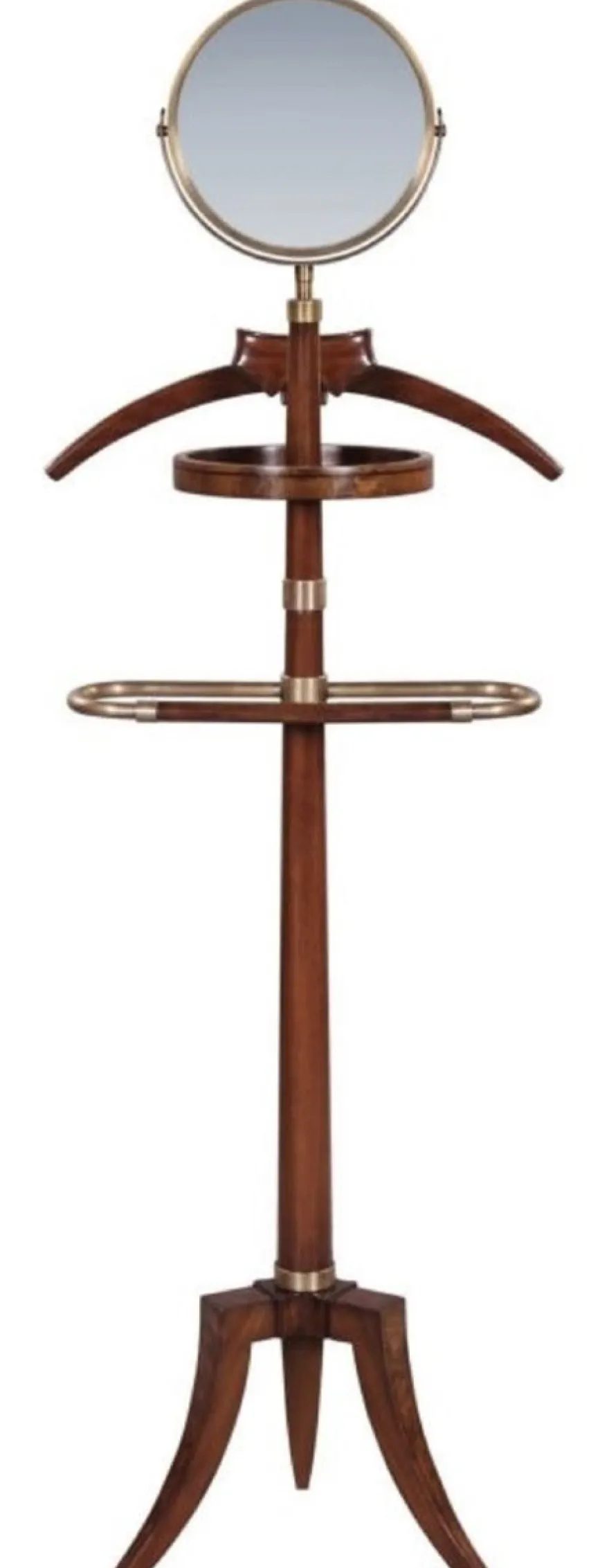Casa Padrino Luxus Dressboy mit Spiegel Braun 51 x 36 x H. 160 cm - Kleiderständer Garderobenständer Anzugständer Stummer Diener Herrendiener