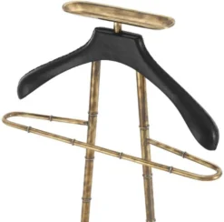 Casa Padrino Luxus Dressboy Vintage Messingfarben / Schwarz 50,5 x 31 x H. 117 cm - Kleiderständer Garderobenständer Anzugständer Stummer Diener Herrendiener - Luxus Accessoires