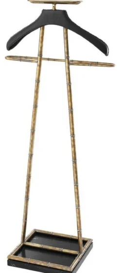Casa Padrino Luxus Dressboy Vintage Messingfarben / Schwarz 50,5 x 31 x H. 117 cm - Kleiderständer Garderobenständer Anzugständer Stummer Diener Herrendiener - Luxus Accessoires