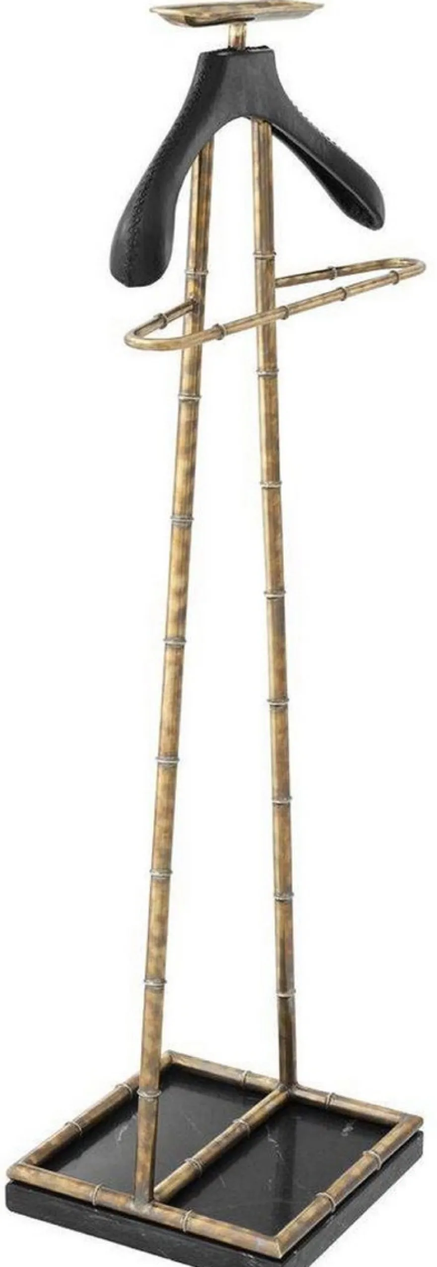 Casa Padrino Luxus Dressboy Vintage Messingfarben / Schwarz 50,5 x 31 x H. 117 cm - Kleiderständer Garderobenständer Anzugständer Stummer Diener Herrendiener - Luxus Accessoires