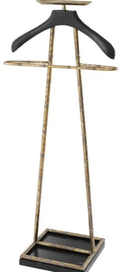 Casa Padrino Luxus Dressboy Vintage Messingfarben / Schwarz 50,5 x 31 x H. 117 cm - Kleiderständer Garderobenständer Anzugständer Stummer Diener Herrendiener - Luxus Accessoires