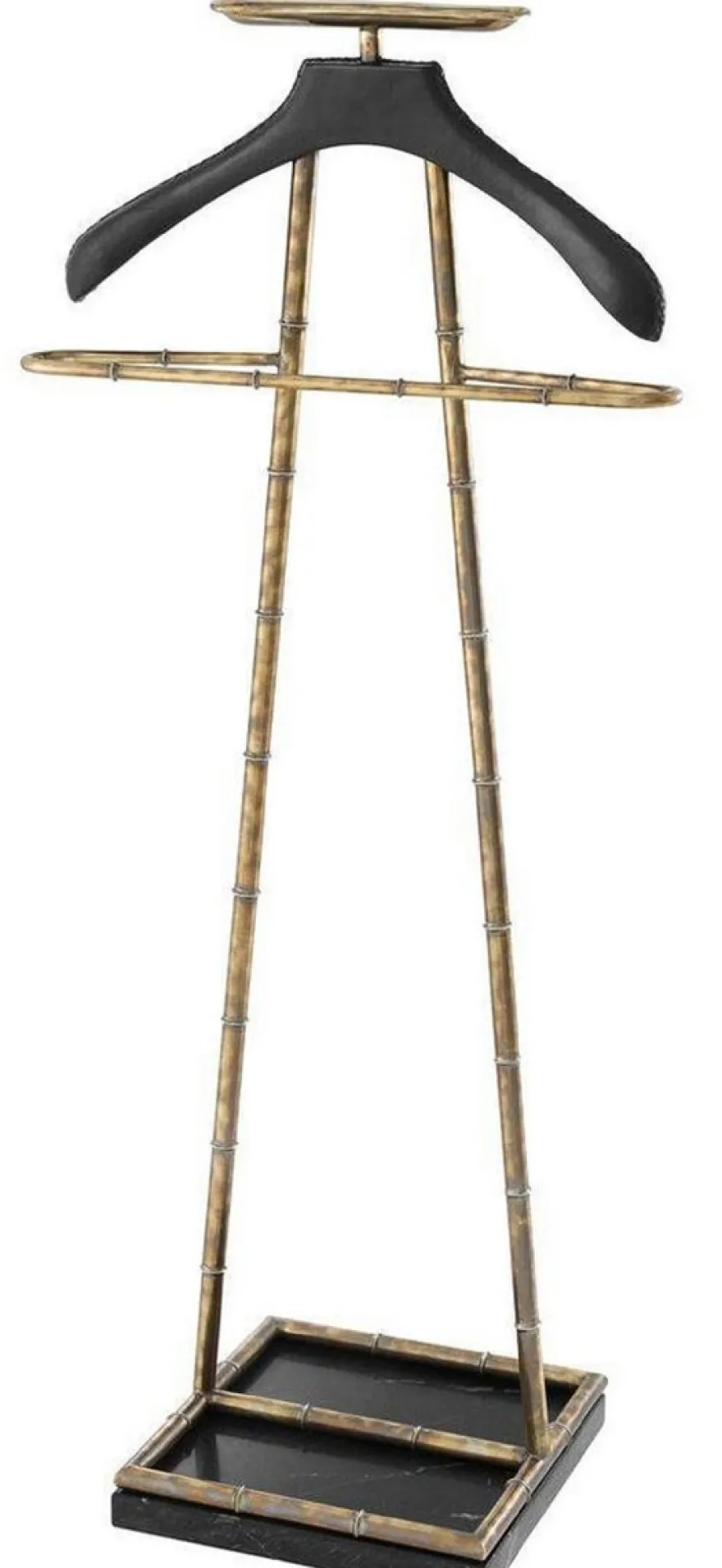 Casa Padrino Luxus Dressboy Vintage Messingfarben / Schwarz 50,5 x 31 x H. 117 cm - Kleiderständer Garderobenständer Anzugständer Stummer Diener Herrendiener - Luxus Accessoires