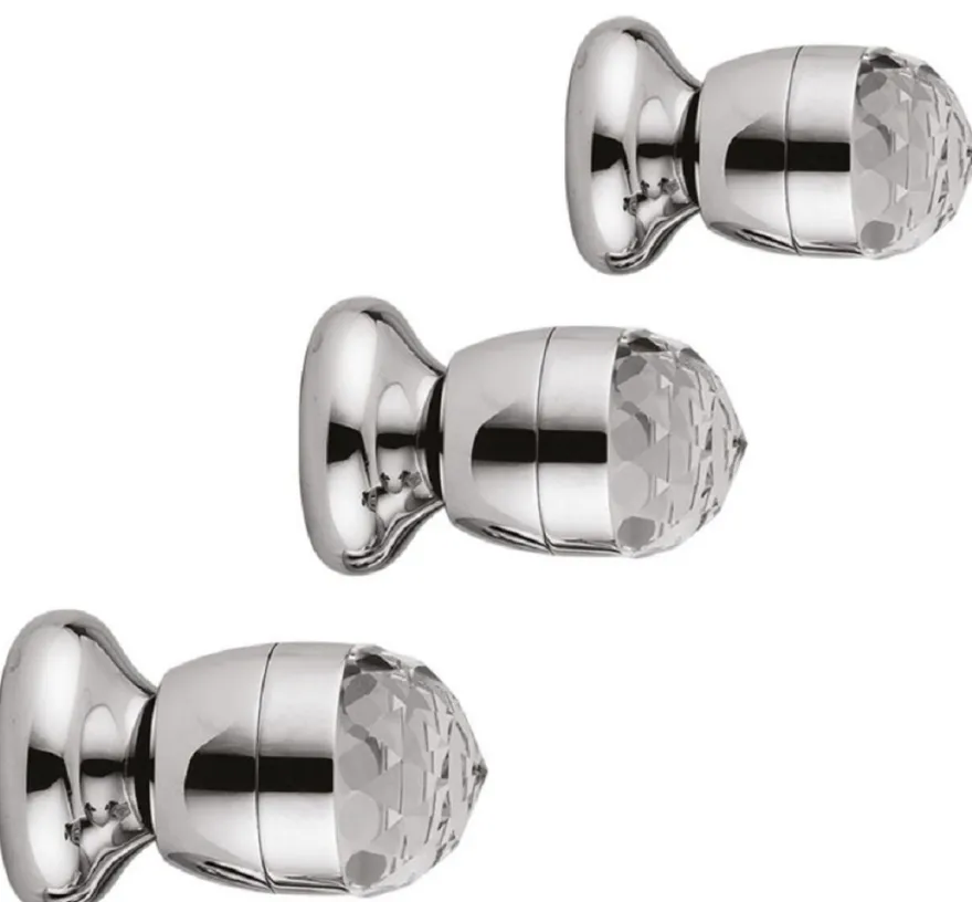 Casa Padrino Luxus Duscharmaturen Set mit Swarovski Kristallglas Silber - Badezimmer Duschgarnitur - Erstklassische Qualität - Made in Italy