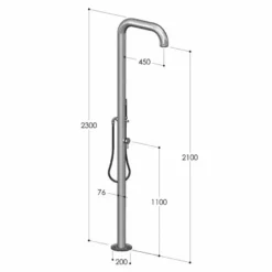 Casa Padrino Luxus Duschsäule mit Handbrause Silber / Schwarz H. 230 cm - Made in Italy