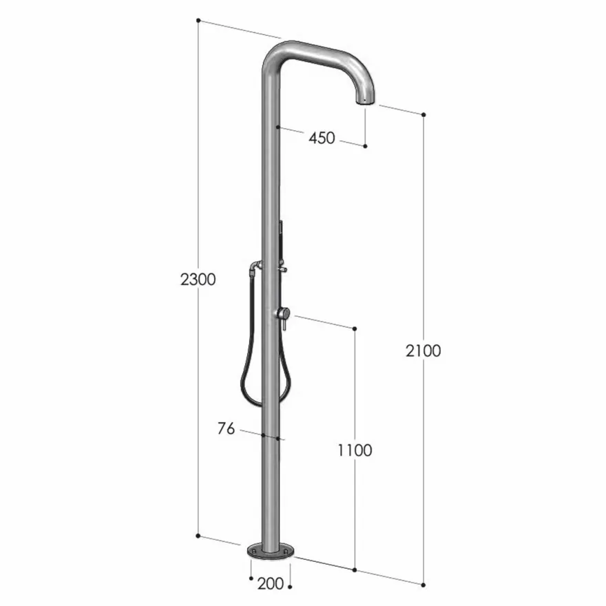 Casa Padrino Luxus Duschsäule mit Handbrause Silber / Schwarz H. 230 cm - Made in Italy