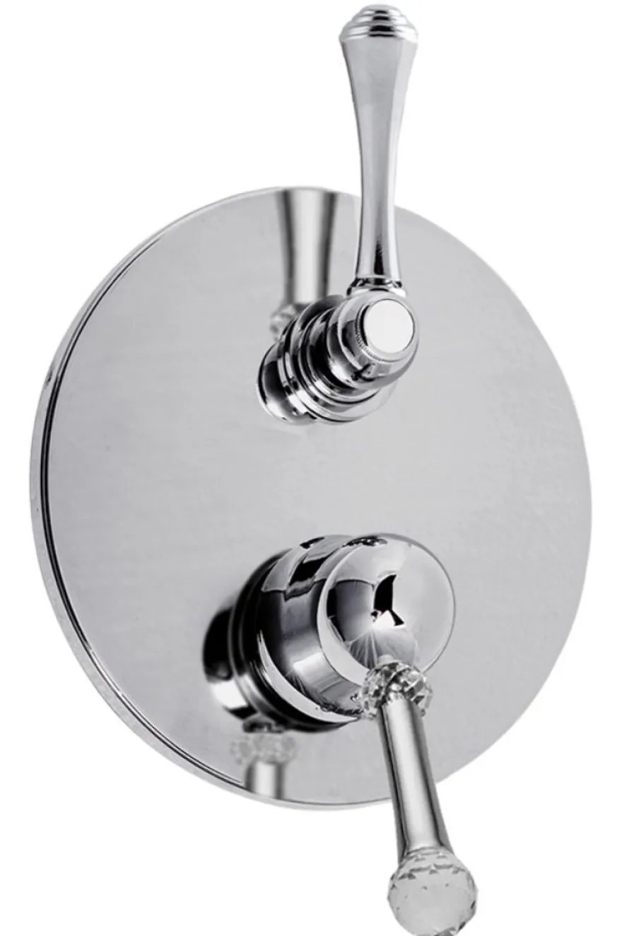 Casa Padrino Luxus Dusch Unterputz-Einhebelmischer mit 3-Ausgängen & Umstellung Silber Ø 19 cm