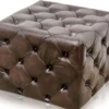 Casa Padrino Luxus Echtleder Fußhocker Rotguss 64 x 64 x H. 46 cm - Chesterfield Möbel