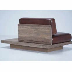 Casa Padrino Luxus Echtleder Sessel Linke Seite Dunkelbraun / Braun - Modularer Wohnzimmer Sessel