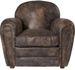 Casa Padrino Luxus Echtleder Sessel im englischen Stil Vintage Dunkelbraun 88 x 76 x H. 88 cm