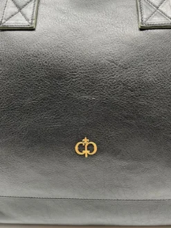 Casa Padrino Luxus Echtleder Reisetasche Schwarz / Gold 50 cm - Made in Italy