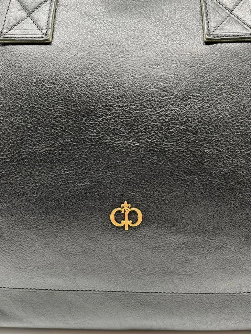 Casa Padrino Luxus Echtleder Reisetasche Schwarz / Gold 50 cm - Made in Italy