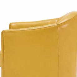 Casa Padrino Luxus Echtleder Wohnzimmer Sessel Gelb / Schwarz - Leder Möbel