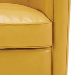 Casa Padrino Luxus Echtleder Wohnzimmer Sessel Gelb / Schwarz - Leder Möbel
