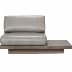 Casa Padrino Luxus Echtleder Sessel Linke Seite Grau / Braun - Modularer Wohnzimmer Sessel