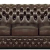 Casa Padrino Luxus Echtleder 3er Sofa Dunkelbraun 210 x 90 x H. 80 cm - Chesterfield Sofa