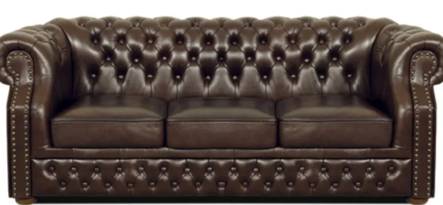 Casa Padrino Luxus Echtleder 3er Sofa Dunkelbraun 210 x 90 x H. 80 cm - Chesterfield Sofa
