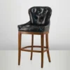 Casa Padrino Luxus Echt Leder Barhocker - Bar Club Hocker Stuhl - Old Saddle Black