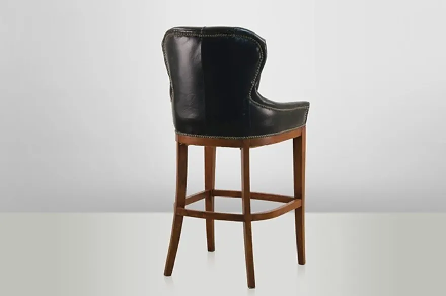 Casa Padrino Luxus Echt Leder Barhocker - Bar Club Hocker Stuhl - Old Saddle Black