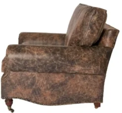 Casa Padrino Luxus Echtleder Sessel im englischen Stil Vintage Braun 106 x 105 x H. 93 cm