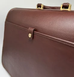 Casa Padrino Luxus Echtleder Herren Aktentasche Dunkelbraun / Gold 42 cm - Made in Italy